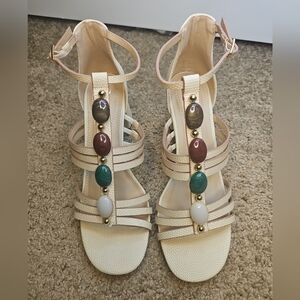 Cato Cream Beaded Women's Sandals Size 10 NWOB